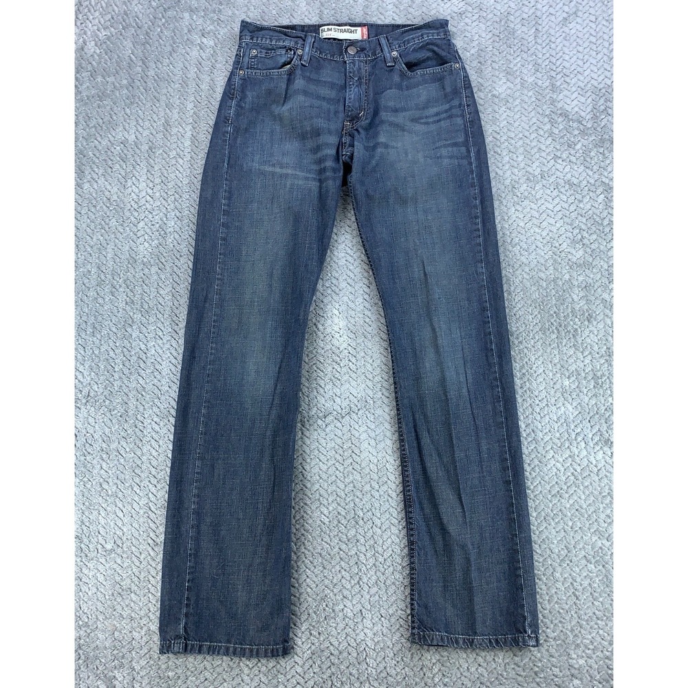 Levi's 514 Jeans Men's 30x32 Dark Blue Straight Fit Slim Faded Denim Stretch Y2K